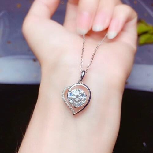 Heart love confession necklace gift crackling moissanite pendant real 925 silver pendant shiny better than diamond anniversary