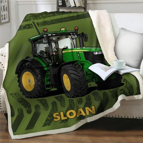 Bedding 3D sloan Green tractor Sherpa Throw Blankets 3D soft flannel Bedspreads Plush thicken Blanket easy wash sofa quilt cover