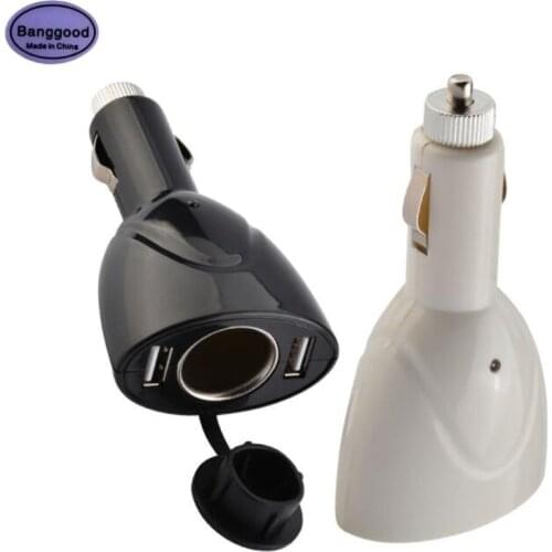 1PCS DC 12V-24V Car Cigarette Lighter Socket Splitter Plug 5V 1A Dual USB Ports Power Distributor Charger Adapter with Fuse