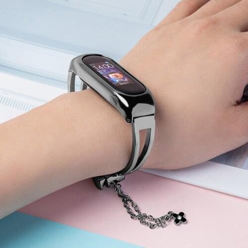 For Xiaomi Mi Band 6 Strap Compatible Mi Band 5 4 3 Strap NFC Miband 5 Bracelet Metal Steel Global Version Wristbands Correa