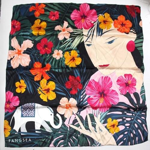 Color matching Indian scarves cartoon scarves costume 90 * 90cm silk landscape cartoon scarves costume accessories for Halloween