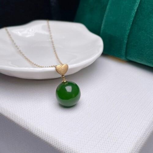 SHILOVEM 18k yellow gold real natural Jasper pendants Christmas Gift fine Jewelry plant wedding no necklace 12mm mymz12126652by