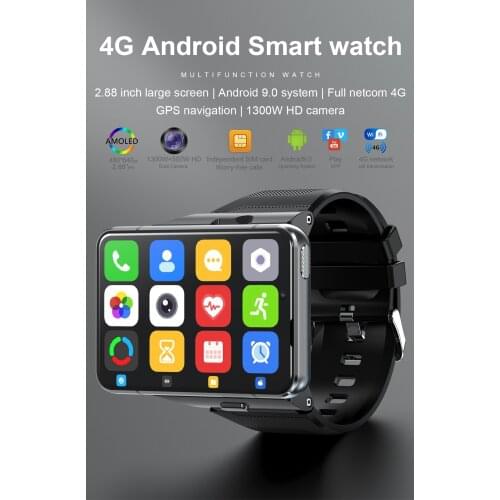 S999 Smart Watch 2.88" MTK6761 Quad Core Android 9.0 OS 4G Smartwatch 2300 MAh 1300MP Camera 4GB/64GB Heart Rate Monitor PK DM20
