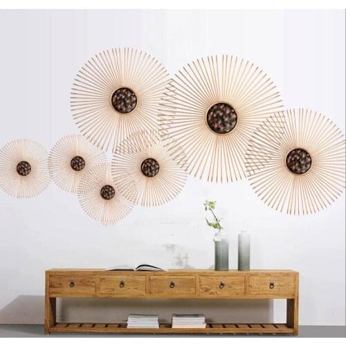 Modern Wrought Iron Round Shape Wall Hanging Crafts Decoration Home Livingroom TV Background Wall Sticker Mural Pendant Artwork