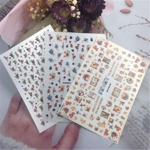 Fashion 3d Japanese Style Nail Sticker Back Glue Adhesive Fingernail Decals Lovely Angels Nail Art Nail Decor Manicure Women