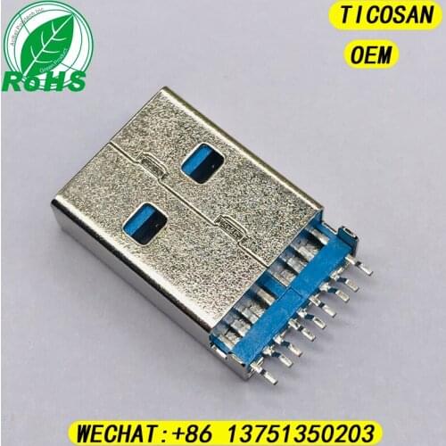 TICOSAN USB3.0 AM SMT, USB3.0 PLUG WITH LOCATING PIN, 9 PINS, USB3.0 CONNECTOR ,MALE ,SMT