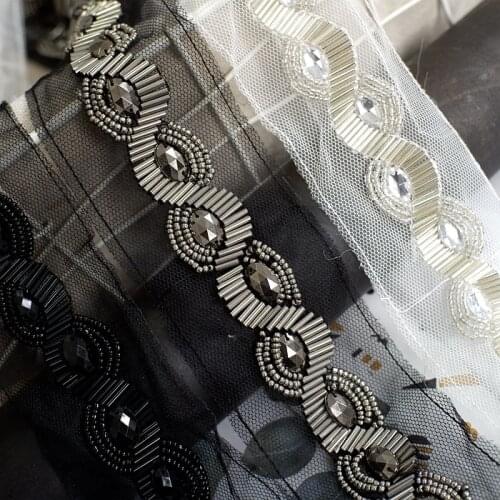 High-grade beaded lace trim DIY clothing belt decorative accessories beads trim stage suit sewing lace belt