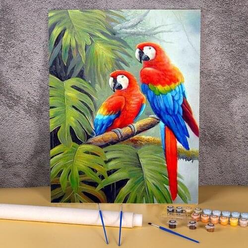 Animal Bird Parrot DIY Painting By Numbers Kit Oil Paints 40*50 Canvas Pictures Decorative Paintings Crafts Adults Drawing