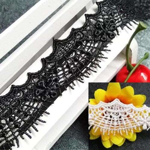 1/2/5Yards Eyelash Flowers Lace Trim Embroidered Shell Wave Applique Trimmings Ribbon Wedding Dress Sewing DIY Craft Decoration