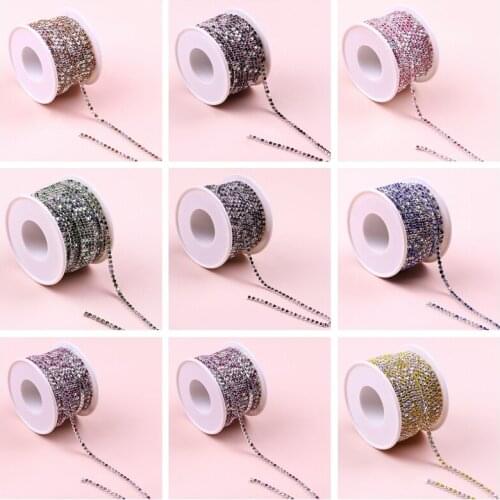 10 Yard Glass Crystal Strass Rhinestone Cup Chain Sew On Diamond Glue-On Close Chains Glitter Trim Cup Chain Sew On Garment
