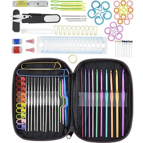 100pcs Crochet Hook Set With Yarn Knitting Needles Sewing Tools Set Stitch Holder Hook Weaving Tools Sewing Tools Dropshipping