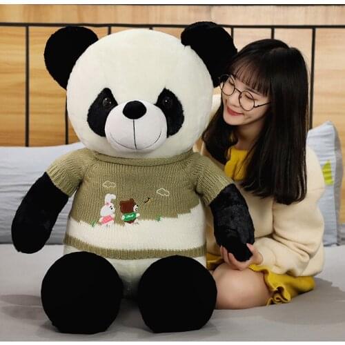 100cm Cute Baby Big Giant Sweater Panda Bear Plush Stuffed Animal Doll Animals Toy Pillow Cartoon Kawaii Dolls Girls Lover Gifts