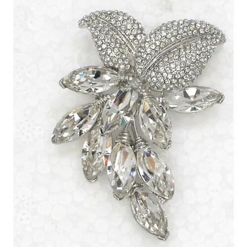 12pcs/lot Wholesale Fashion Brooch Marquise Rhinestone Swing Flower Pin brooches Bridal Wedding party Jewelry gift C102299