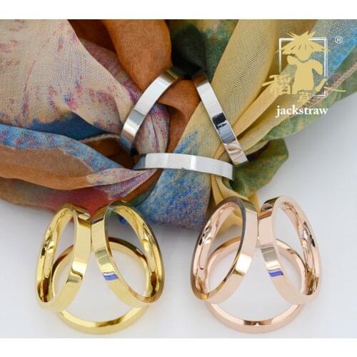 18 new high-grade titanium steel three-ring scarf buckle furnace vacuum plating super long-lasting color scarf shawl collar