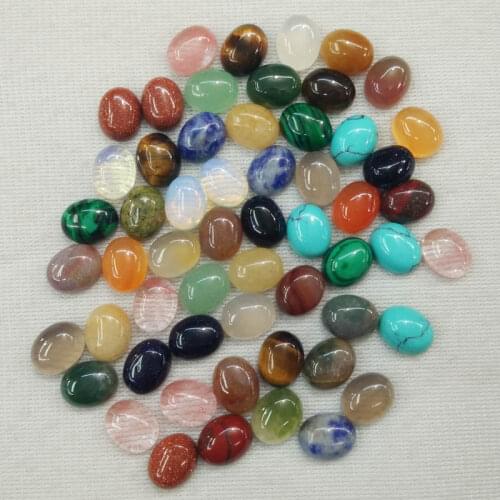 2016 Fashion assorted natural stone Oval CAB CABOCHON 8x10mm mix beads for jewelry making wholesale 50pcs/lot free shipping
