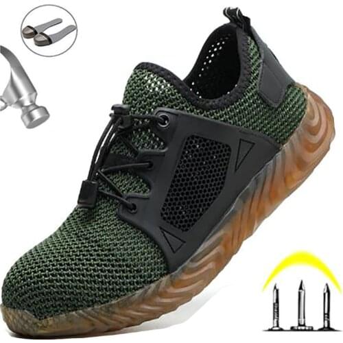2021Summer Men Women Breathable Casual Work Shoes Steel Toe Cap Safety Puncture-Proof Lightweight Breathable Sneakers
