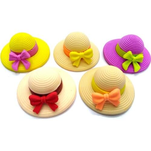 24 pcs Creative cartoon hat eraser multicolor big along the hat rubber production wholesale prizes for kids