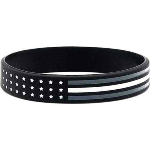 300pcs Thin White Line American Flag Silicone Wristbands Bracelets Free Shipping by DHL