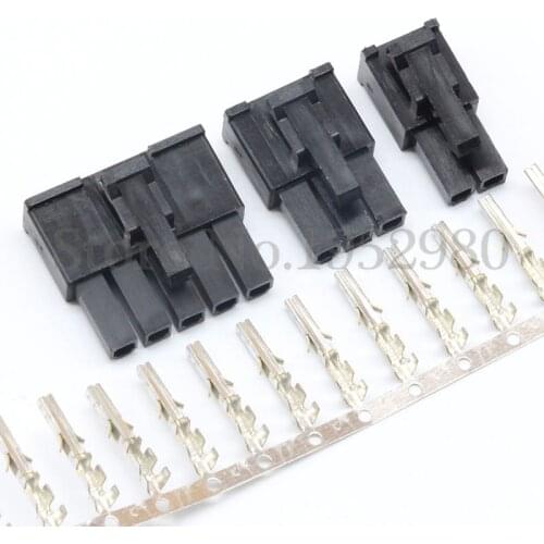 50PCS 4.2mm Male Housing Connector with Terminals 3901-4020 Single Row 5557 2/3/4/5/6P Black