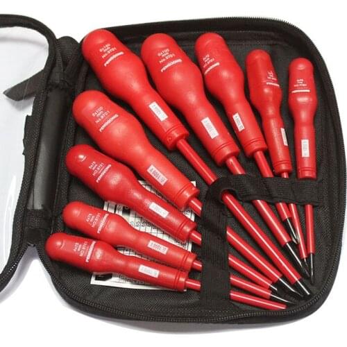 9Pcs/set Precision CR-V High Voltage 1000V Slotted Phillips Insulated Magnetic Screwdriver Set Electrician Dedicated Hand Tools