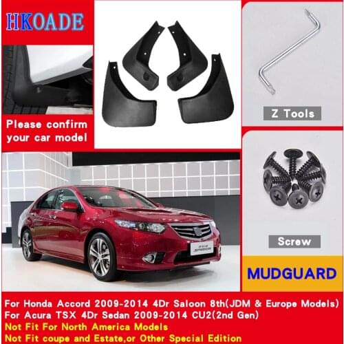 Car Fender Mud Flaps For Honda Accord Euro Acura TSX 2009-2014 Mudguards Splash Guards Fender Mudflaps Car Fender Accessories