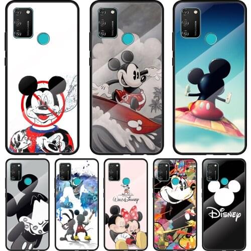 Playing Mickey Mouse Tempered Glass Cover For Honor 30 20 10 9X 8X Pro Plus Lite Silicone Phone Case Coque
