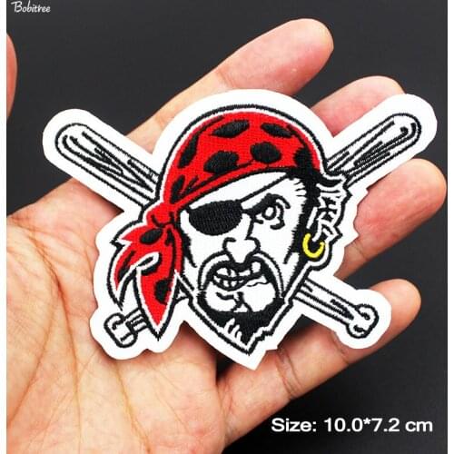 Skull Pirate Captain Patch Stickers Iron on Creative Badges Embroidery DIY Applique for Backpack Jacket Decorative