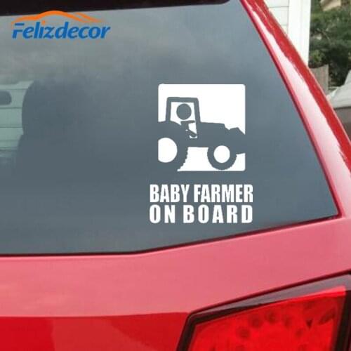 Black/Silver Creative BABY FARMER ON BOARD Car Sticker Vinyl Funny Car Window Decor Styling Self-adhesive Decals C848