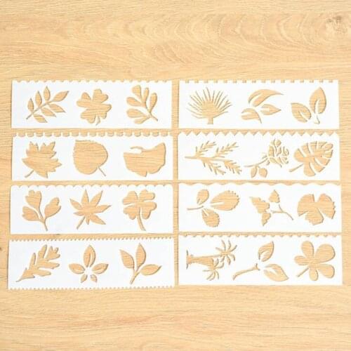 8pc Child Painting Stencil Leaves Openwork DIY Scrapbooking Album Decorative Bullet Journal Template Drawing Stencils Decor