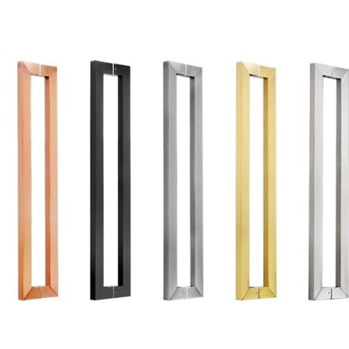 Reinforced glass door stainless steel handle black lacquer rose titanium brushed aluminum alloy door has frameless door handle