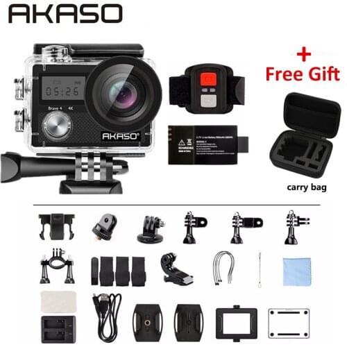 AKASO Brave 4 4K 20MP WIFI HD Action Camera Ultra HD with EIS 30m Underwater Waterproof Remote Control 5X Zoom Helmet Sport Cam