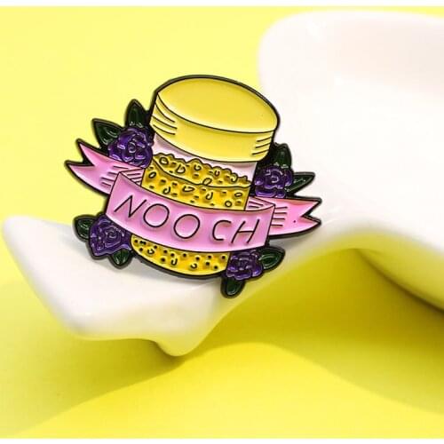 Enamel brooch in yellow cheese jar Purple flowers and pink ribbons adorn jewelry badges Backpack jackets Hat Lapel Pin