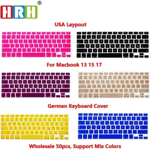 HRH German 50pcs Silicone Keyboard Cover Skin Protector Protective Film For Macbook Air 13" 15"17 Pro With Retina USA Version
