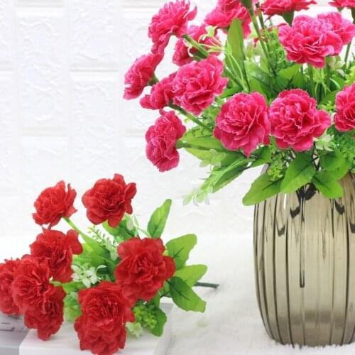 Artificial Flower 42cm Carnation Bouquet Imitation Plants Wedding Decoration Hotel Home Props Furnishings Carnation Silk Flower
