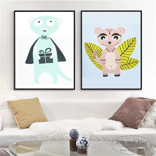 Cartoon Meerkat Kids Animals Art Canvas Art Print Painting Modern Wall Picture Home Decor Bedroom Decorative Posters No Frame