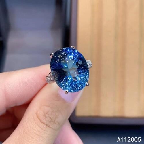 KJJEAXCMY fine jewelry 925 sterling silver inlaid natural blue topaz gemstone new Female ring classic Support test hot selling