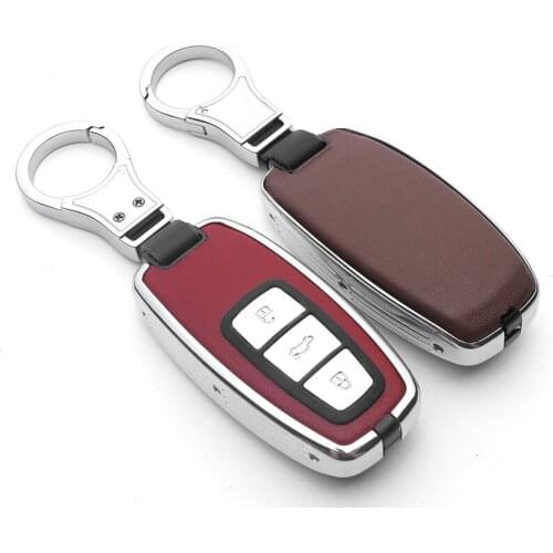 Car Zinc Alloy Leather Key Case Cover Bag Wallet For AUDI A8 A7 A6 Q8 C8 2018 2019 FOB Key Auto Interior Care Accessories