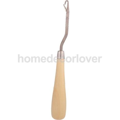 Crochet Hook Latch Lock Micro Hair Bearded Needle Rug Making Wooden Handle