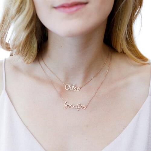 Lateefah Double Chain Name Necklace Personality Layer Nameplate Necklace Dainty Names Jewelry Children Mothers Names Necklaces