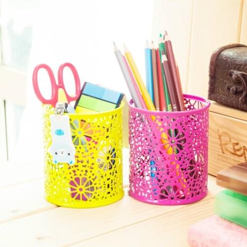 Multifunctional desktop office supplies patterned round pen container creative pencil holder storage box student stationery