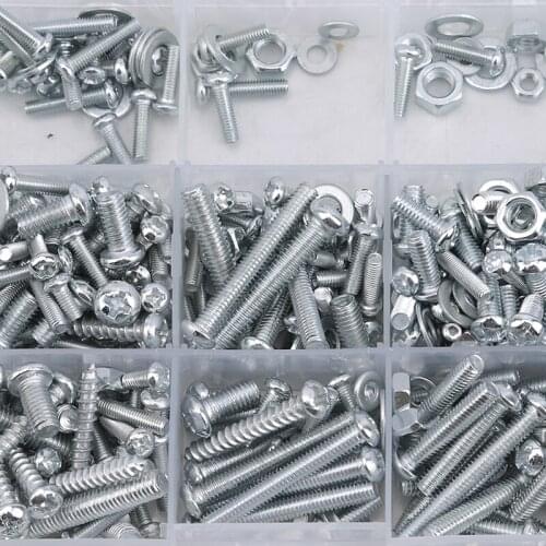 Set Pan Head Bolts Screws Nuts Washers Assortment Kit Furniture Fasteners Hardware With Box Tools