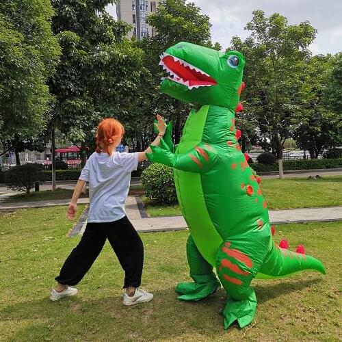 Green Dinosaur Inflatable Costumes Halloween Cosplay Costume for Adult Purim Party Role Play Disfraz T-rex Suit