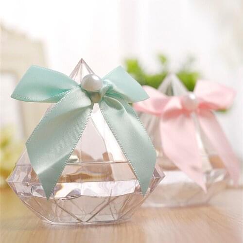 New Diamond Shape Candy Box Transparent Plastic Creative Chocolate Petals Container Box Wedding Birthday Party Gift Durable Box