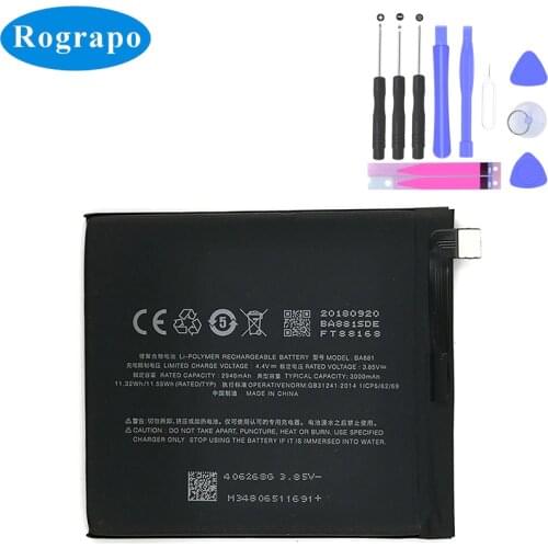 Original 3000mAh BA881 Replacement Battery For Meizu 15 M881M/M881Q Smartphone Batterie Accumulator Mobile Phone