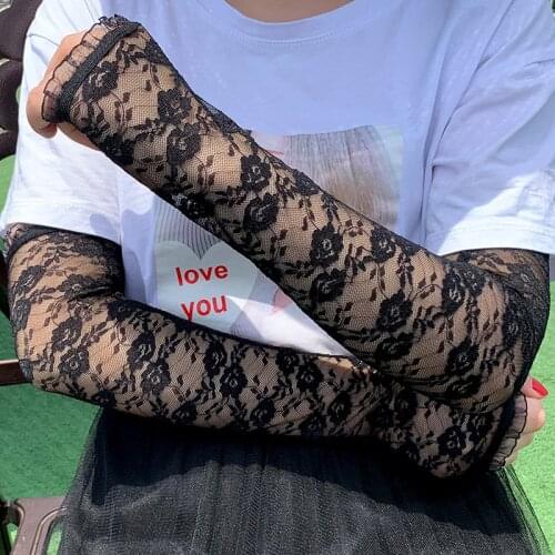 Fingerless Sexy Lace Gloves Ladies Sunscreen Driving Riding UV Protection Sleeve Sun Protection Gloves Ice Lace Arm Sleeves