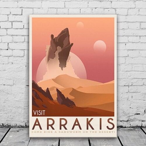 Arrakis Dune Poster Retro Travel Canvas Painting Wall Art Pictures Science Classic Fiction Spice Space Gift Idea For Living Room