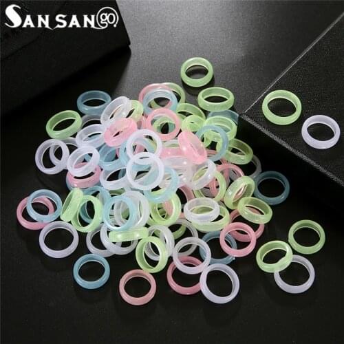 10pcs/lot Mixed Color Luminous Ring For Women Men Colorful Finger Rings Glow In The Dark Fashion Jewelry Gift