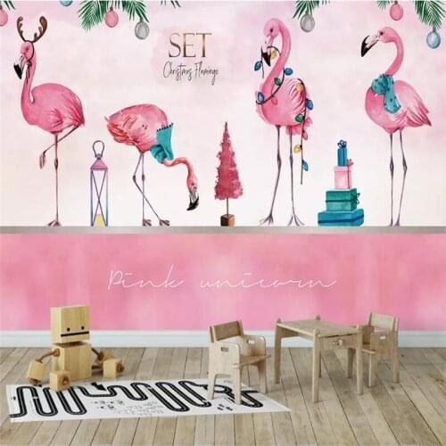 Pink flamingo background wall custom large wallpaper mural 3D photo wall manufacturers wholesale wallpaper