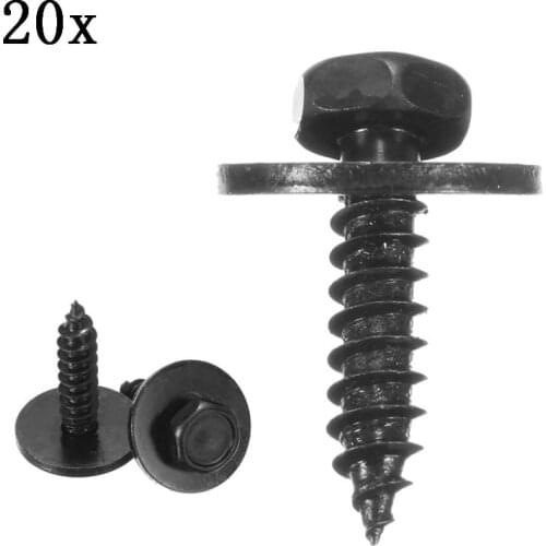 20Pcs/Set Self Tapping Tapper Screw And Washer 4.8 x 19 mm Black 8mm Hex Head Self Tapping Tapper Screws For BMW Repair Screws