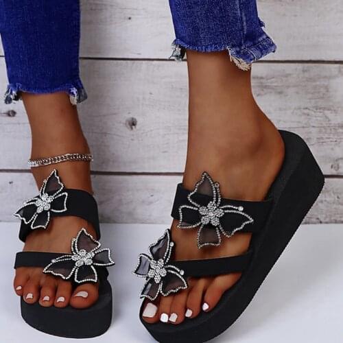 SARAIRIS Dropship Flip Flops Platform Wedges Sandals With Butterfly-knot Summer Cozy 2021 New Women Fashion slipper Sandals
